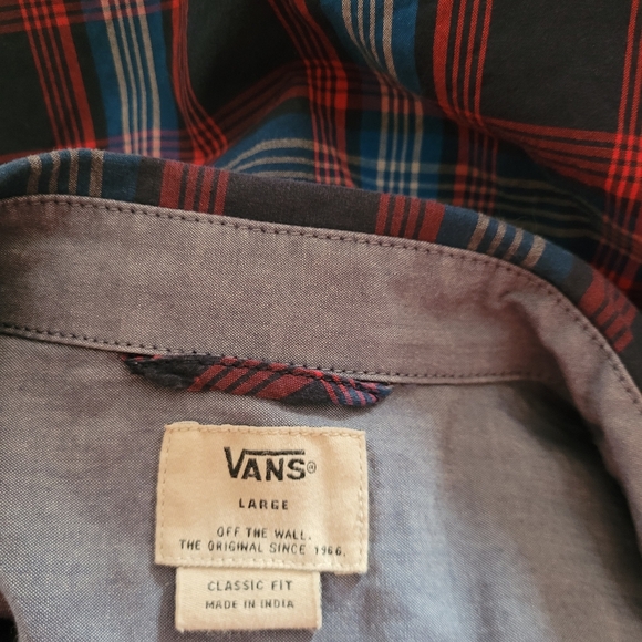 Vans Red and Blue Plaid Short Sleeve Shirt L - Picture 4 of 4